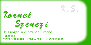kornel szenczi business card